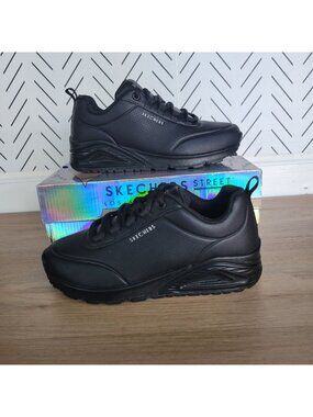 ❤️Skechers Juno Linked Core Sz 6 Womens Casual Shoes Comfy Sneakers Black 155585